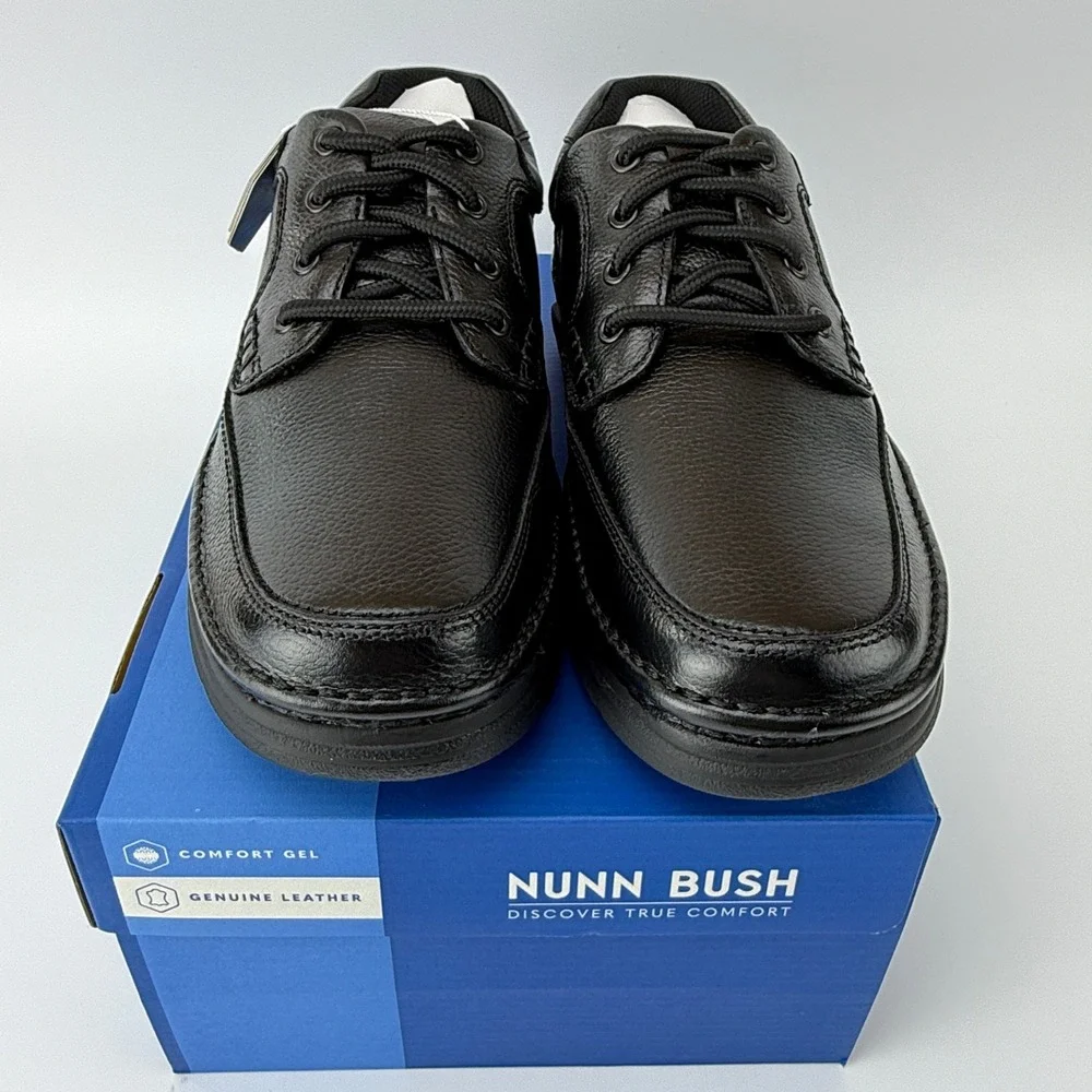 Nunn Bush Cameron Leather Comfort Gel Shoes Mens 10.5 M Black Tumble NIB